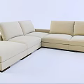 Modern Beige L shaped Casual Sofa Set With Spacious Comfortable Seating 3d model