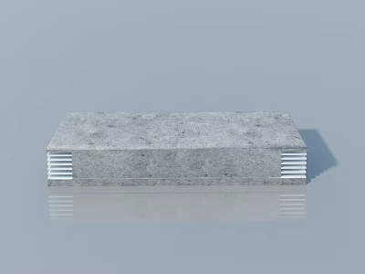 Gray Textured Swing Door With Side Striped Decor And Reflective Base 3d model