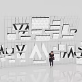 Modern Art Photo Spot With Black And White Letter Installation And Reflective Floor