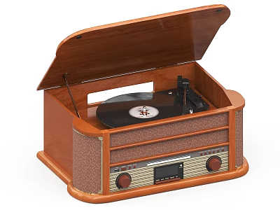 Vintage Wooden Turntable With Open Lid Digital Control Panel And Retro Design 3d model