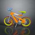 Colorful Toy Bicycle With Orange Frame Green Seat Blue Handlebars And Red Yellow Wheels