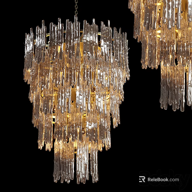 Elegant Crystal Chandelier With Multiple Hanging Crystal Strands And Sparkling Light 3d model 