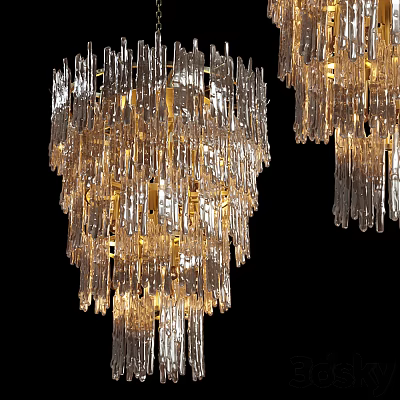 Elegant Crystal Chandelier With Multiple Hanging Crystal Strands And Sparkling Light 3d model