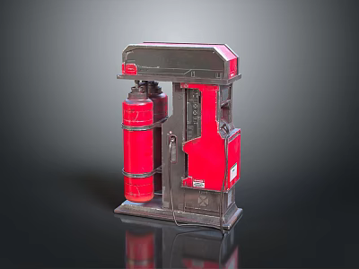 Red And Black Industrial Equipment With Cylindrical Tanks And Mechanical Design 3d model