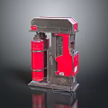 Red And Black Industrial Equipment With Cylindrical Tanks And Mechanical Design