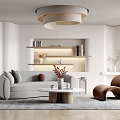 Elegant Modern Living Room Interior With Grey Sofa Coffee Table And Accent Chair