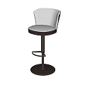 Modern White Leather Bar Stool With Brown Metal Base And Footrest Design