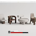 Stylish Leisure Chairs With Unique Designs Wooden Legs And Gray Upholstered Seats