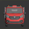 Red Pickup Truck Converted From Small Van With Orange Roof Lights Silver Cargo Bed