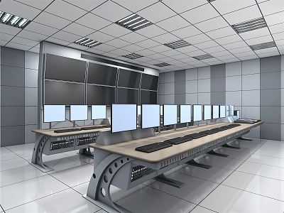 modern monitoring room 3d model