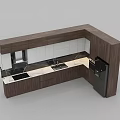 Modern Kitchen L Shaped Wooden Cabinets With White Panels Countertop Sink Cooktop And Refrigerator