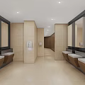 Modern Public Toilet Interior With Clean Design Multiple Washbasins Mirrors And Tiled Floors