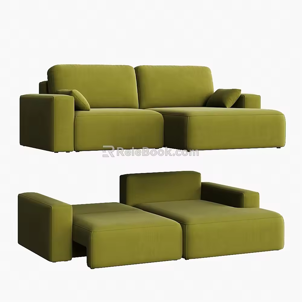 modern double sofa folding sofa 3d model