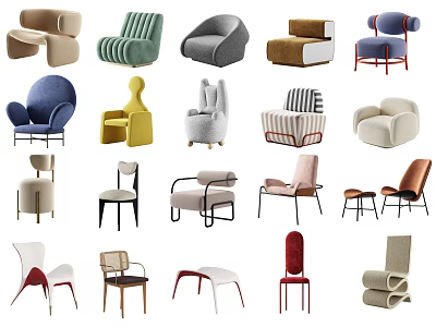 Modern Single Sofa Designs With Various Colors And Stylish Shapes 3d model