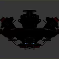 Futuristic Black Spaceship Model With Sleek Design And Red Gray Details