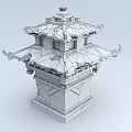 Ancient Chinese Pagoda In Traditional Architectural Style With Tiered Roofs