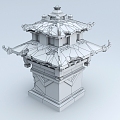 Tower ancient building temple national style 3d model