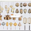 Traditional Chinese Decorative Lanterns With Various Hanging Designs And Craft Patterns