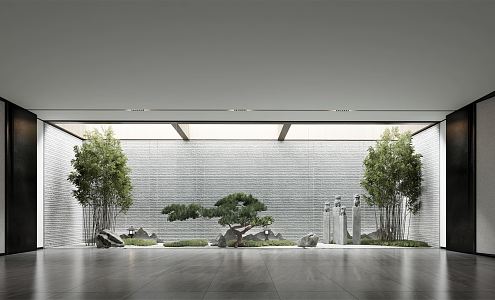 New Chinese Courtyard Zen Courtyard Small View 3d model