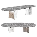 Modern Dining Table With Gray Terrazzo Top And White Marble Unique Legs Design 3d model