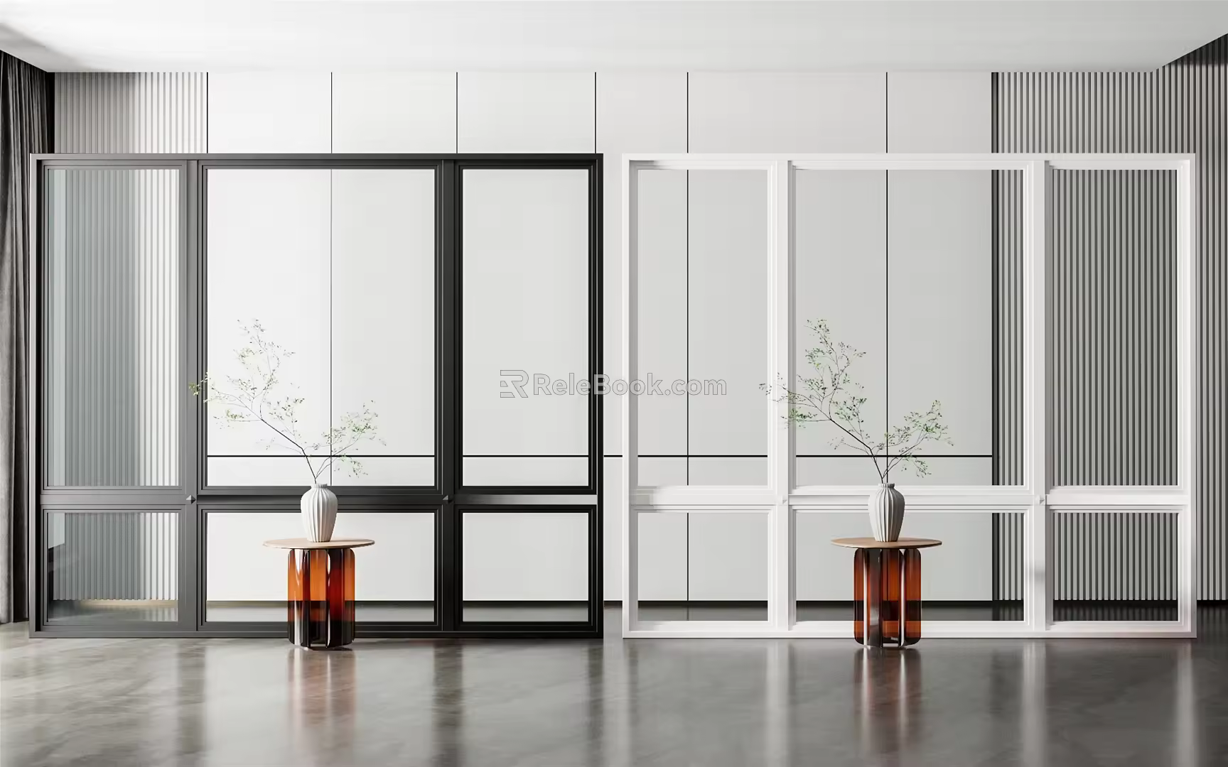 Modern floor-to-ceiling window combination 3d model