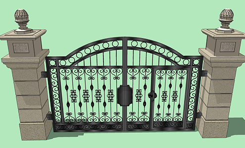 European-style gate residential entrance iron door 3d model