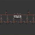 Agricultural Cultivator Machine With Red Metal Frame White Cylindrical Tank And Wheels