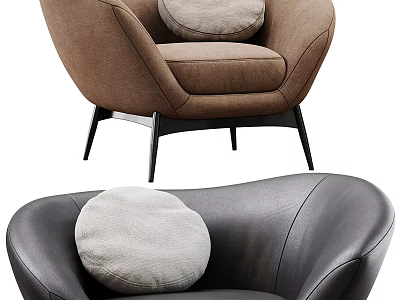 Modern Brown and Black Accent Chairs with Gray Cushion Modern Design 3d model