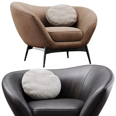 Modern Brown and Black Accent Chairs with Gray Cushion Modern Design 3d model