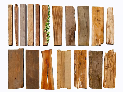 Display Of Natural Stone And Wood Samples With Diverse Textures And Shapes 3d model