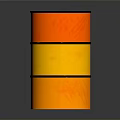 Orange Yellow Building Featuring Red Accents Heart Design And Black Decorative Bands