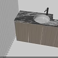 Modern Marble Countertop Washbasin Vanity With Wooden Cabinets And Black Faucet