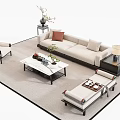 Modern Living Room Sofa And Coffee Table Set With Pillows Side Table And Floor Lamp 3d model