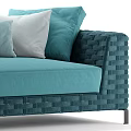 Modern Teal Woven Two Seater Sofa With Soft Pillows And Elegant Design 3d model