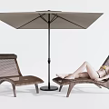 Comfortable Outdoor Mesh Lounge Chairs With Umbrella For Relaxing Patio Area