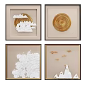Modern Decorative Wall Art With Mountain Cloud Spiral And Wave Patterns In Frames 3d model