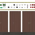 Wall Mounted Fire Safety Equipment With Wooden Emergency Doors And Detectors