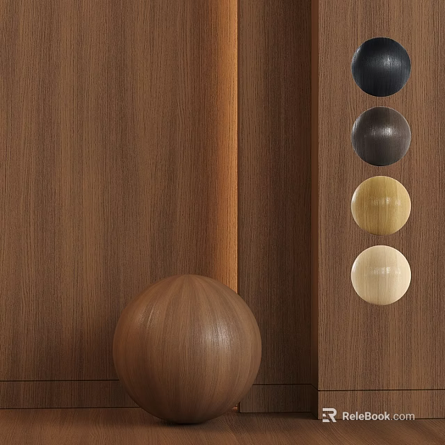 Decorative Wooden Components Display on Wooden Background With Large Wooden Ball and Colored Small Balls 3d model 