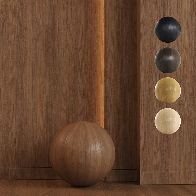 Decorative Wooden Components Display on Wooden Background With Large Wooden Ball and Colored Small Balls 3d model
