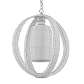 Modern Minimalist Chandelier With Black Metal Ring Frame And White Frosted Glass Shade