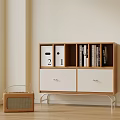 Modern Minimalist Wooden White Entryway Side Cabinet With Drawers Open Shelves And Natural Light