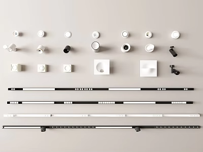 Modern Downlights and Spotlights with Square Round Shapes for Home Lighting 3d model
