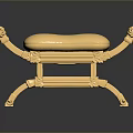 Elegant Golden Stool Featuring Ornate Carved Legs And Decorative Armrests Design