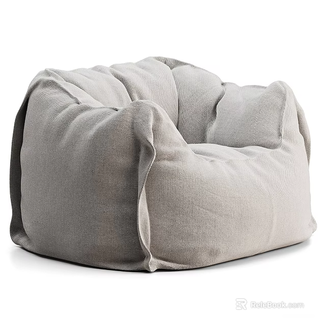 Gray Fabric Bean Bag Chair With Comfortable Design For Modern Home Seating 3d model 