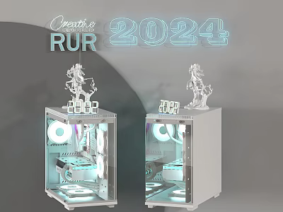 Creatio RUR 2024 Transparent PC Case Featuring RGB Lighting And Internal Components 3d model