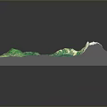 Detailed 3D Terrain Model With Green Mountainous Areas And Blue Water Bodies