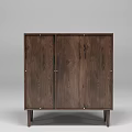 Dark Brown Wooden Sideboard With Drawers Cabinet Door And Open Shelves