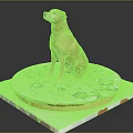 Brown Lizard Sitting On Round Platform With Gear Patterns And Gray Background 3d model