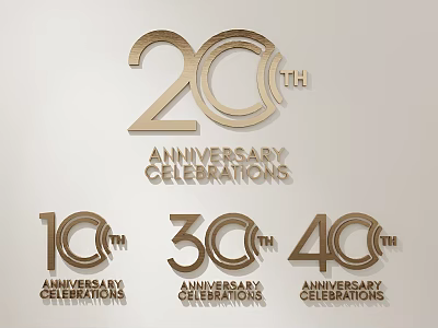 Elegant Gold Anniversary Decorations for 10th 20th 30th 40th Celebrations 3d model