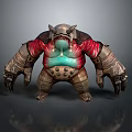 Game and Movie Character With Armored Red Metallic Body Glowing Chest And Clawed Hands